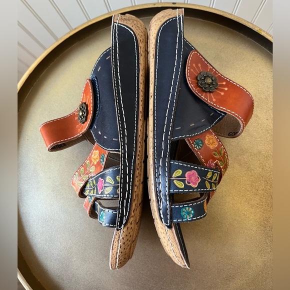 L’ARTISTE LEIGH WEDGE SANDALS | SLIP ON | NAVY | SIZE: EU 38 | NWOT - Picture 8 of 8